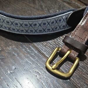 Men's Brown Leather Belt with Brass Buckle